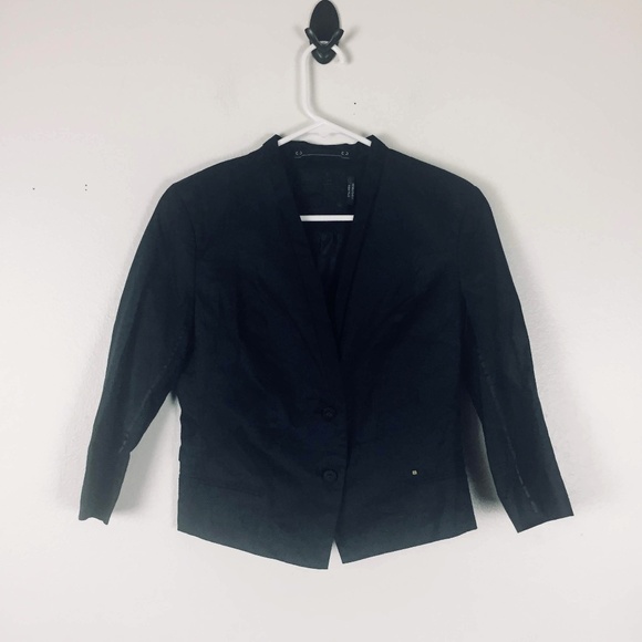 G Star Women Linen Blend Blazer Small Fitted Black - Picture 1 of 8